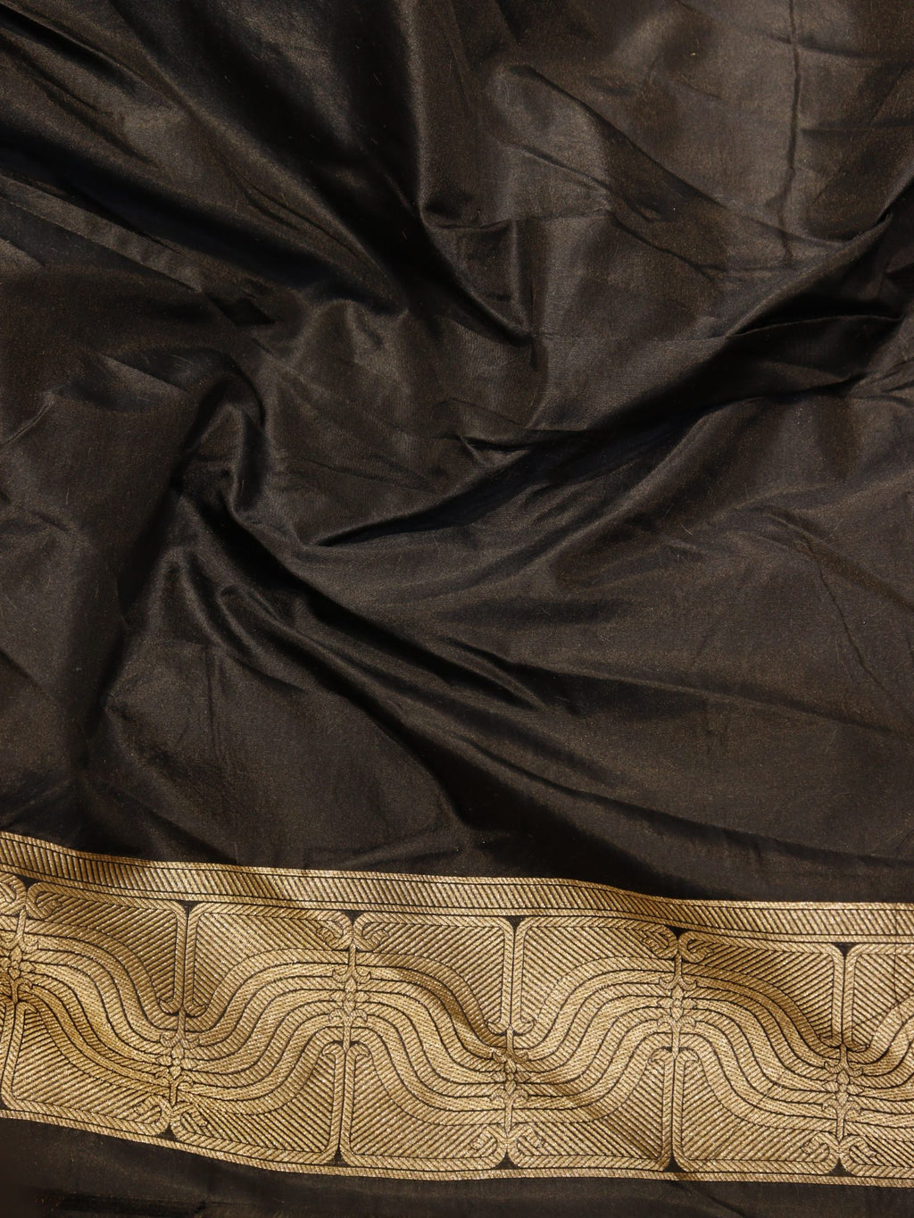 Black Katan Silk Banarasi saree texture detail