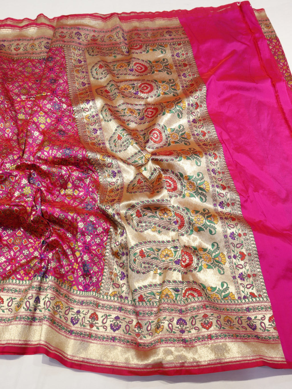 Pink Katan Silk Banarasi saree blouse piece