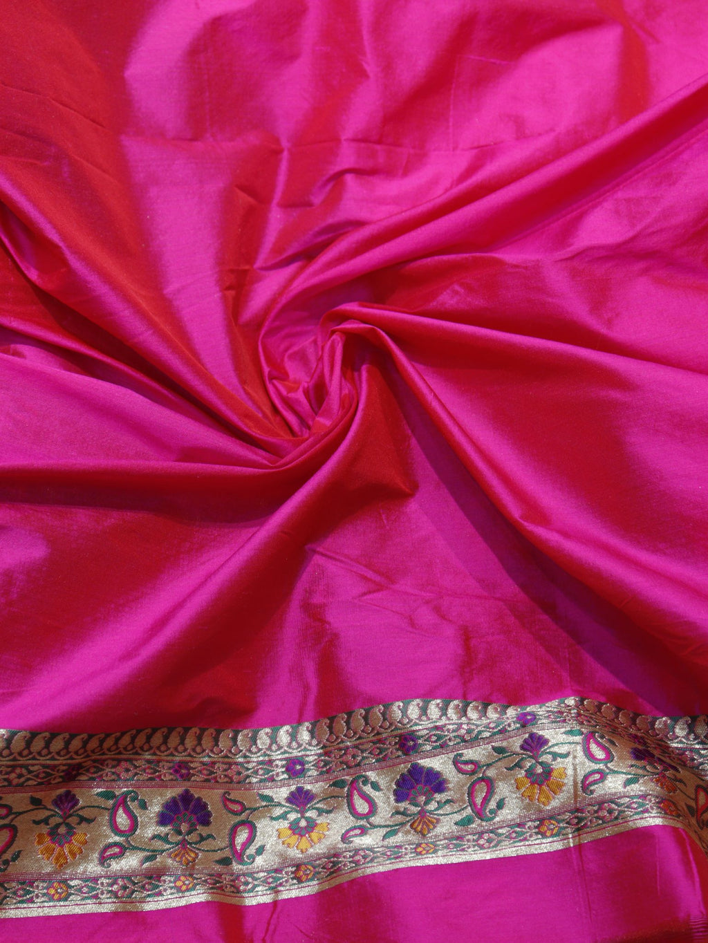 Pink Katan Silk Banarasi saree texture detail