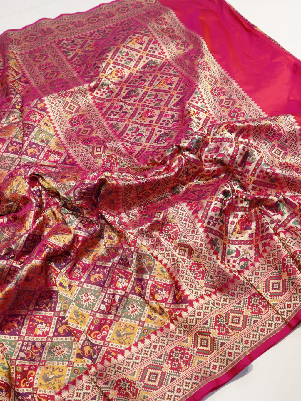Pink Katan Silk Banarasi saree pallu detail