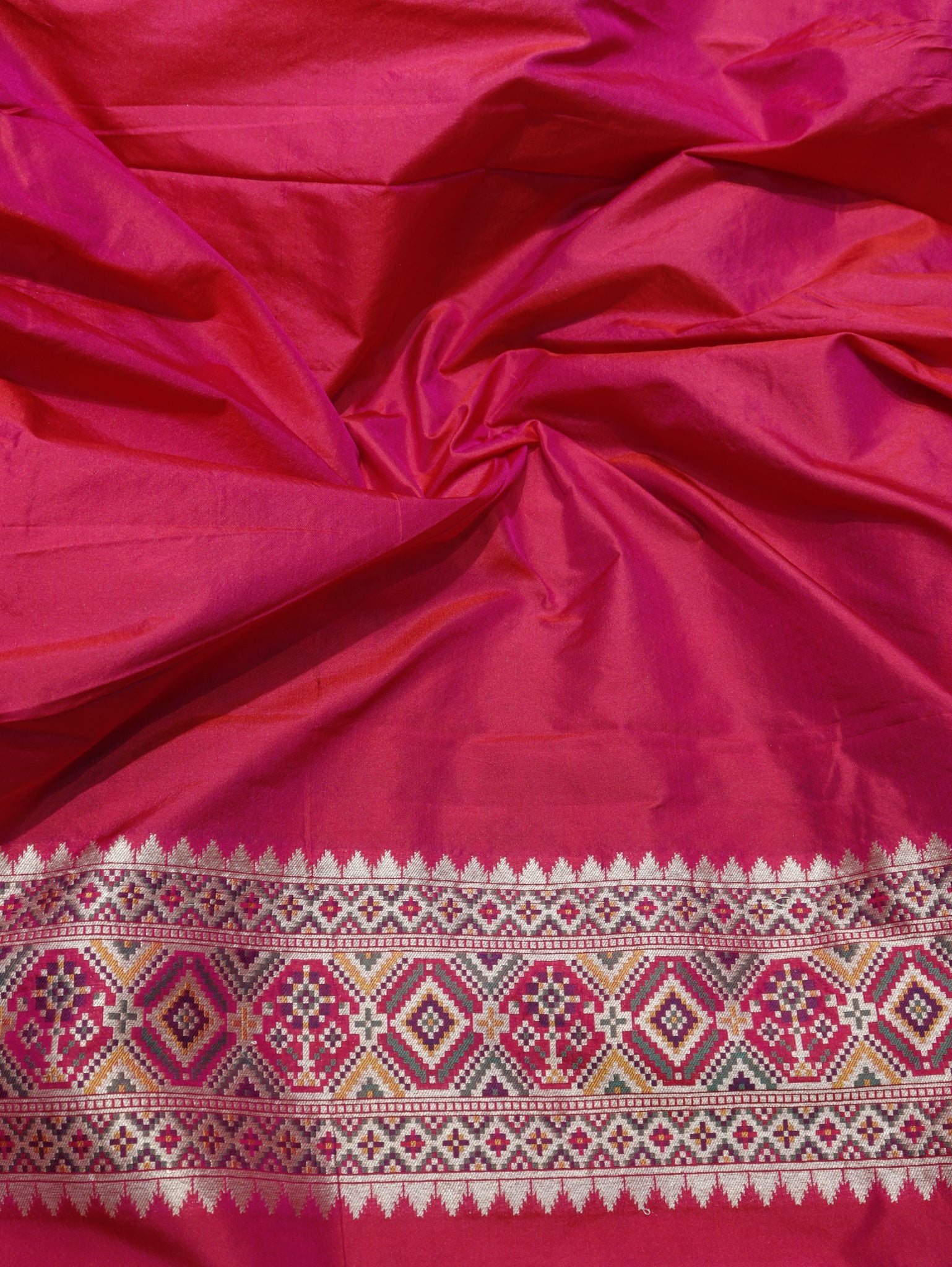 Pink Katan Silk Banarasi saree texture detail