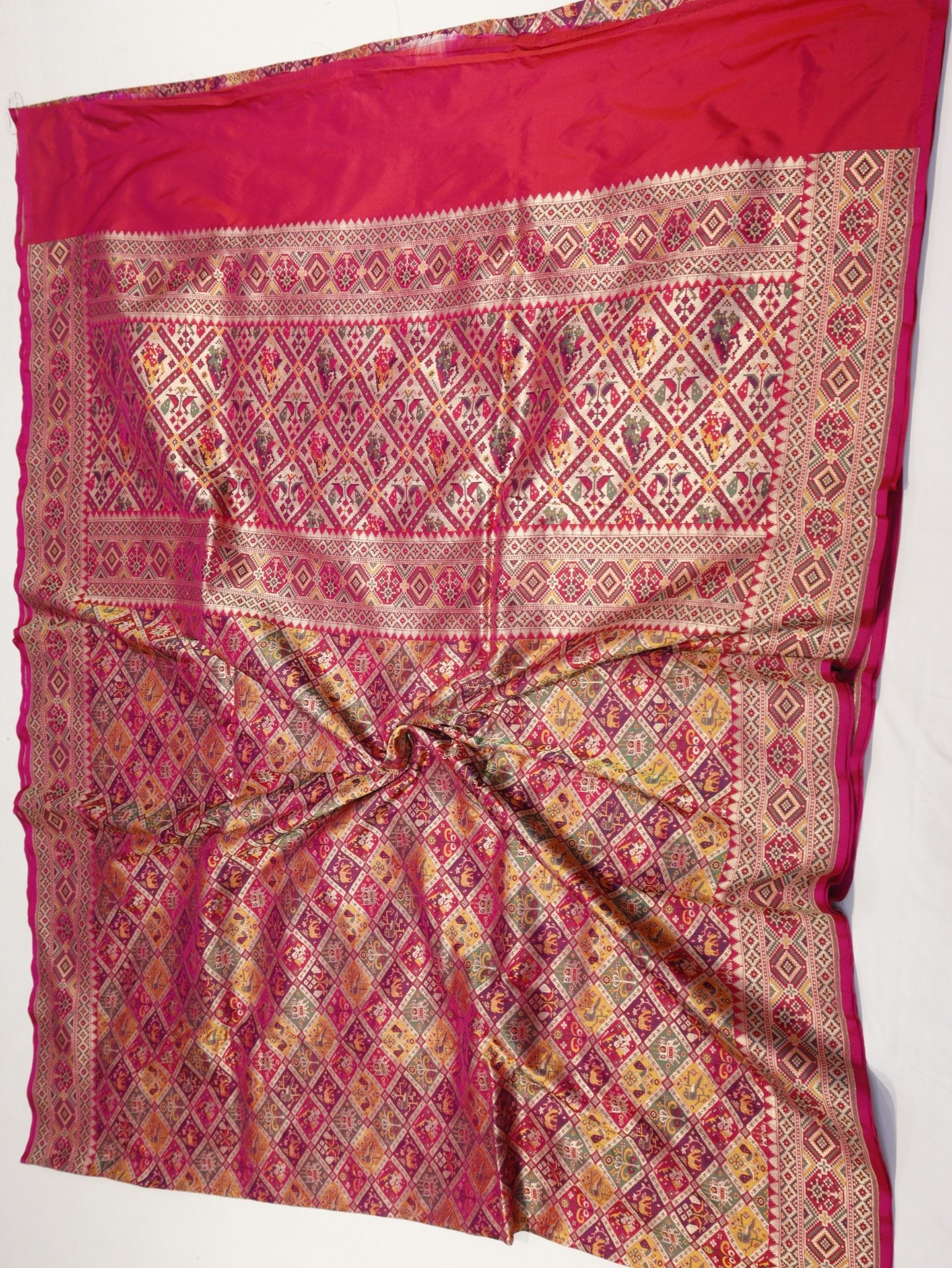 Pink Katan Silk Banarasi saree zari work detail