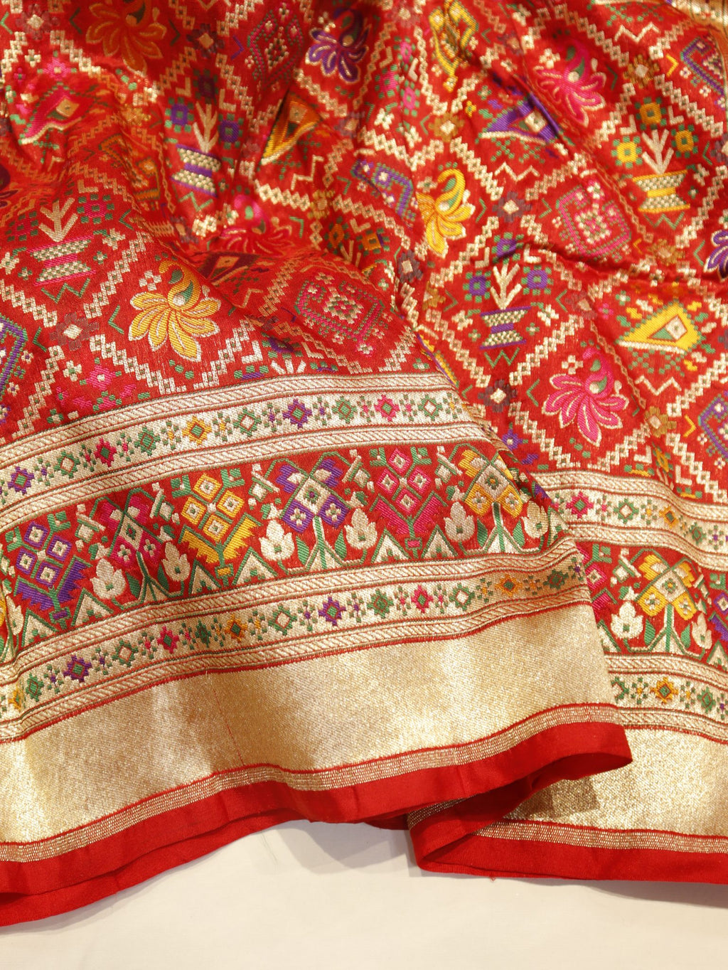 Red Katan Silk Banarasi saree blouse piece