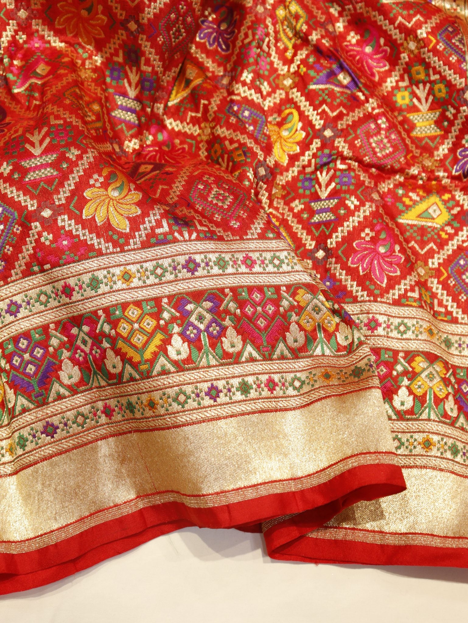 Red Katan Silk Banarasi saree blouse piece