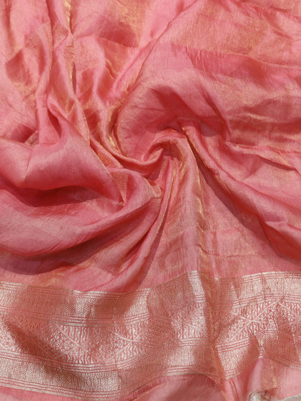 Taupe Pure Khaddi Tissue Banarasi saree texture detail