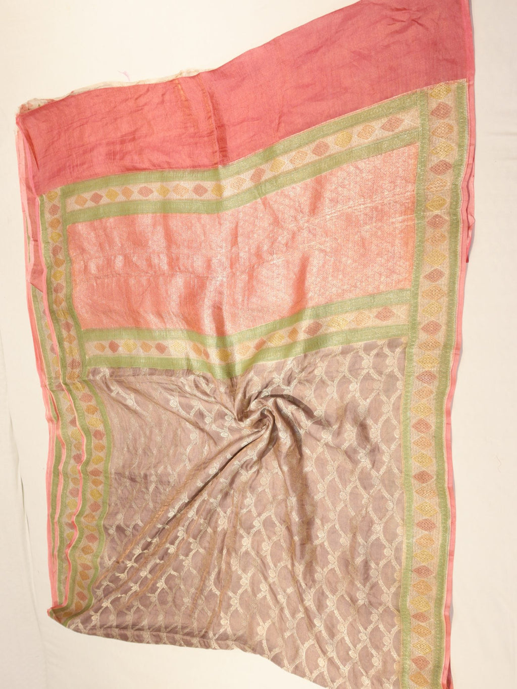 Taupe Pure Khaddi Tissue Banarasi saree zari work detail