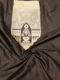 Black Katan Silk Banarasi suit front drape view