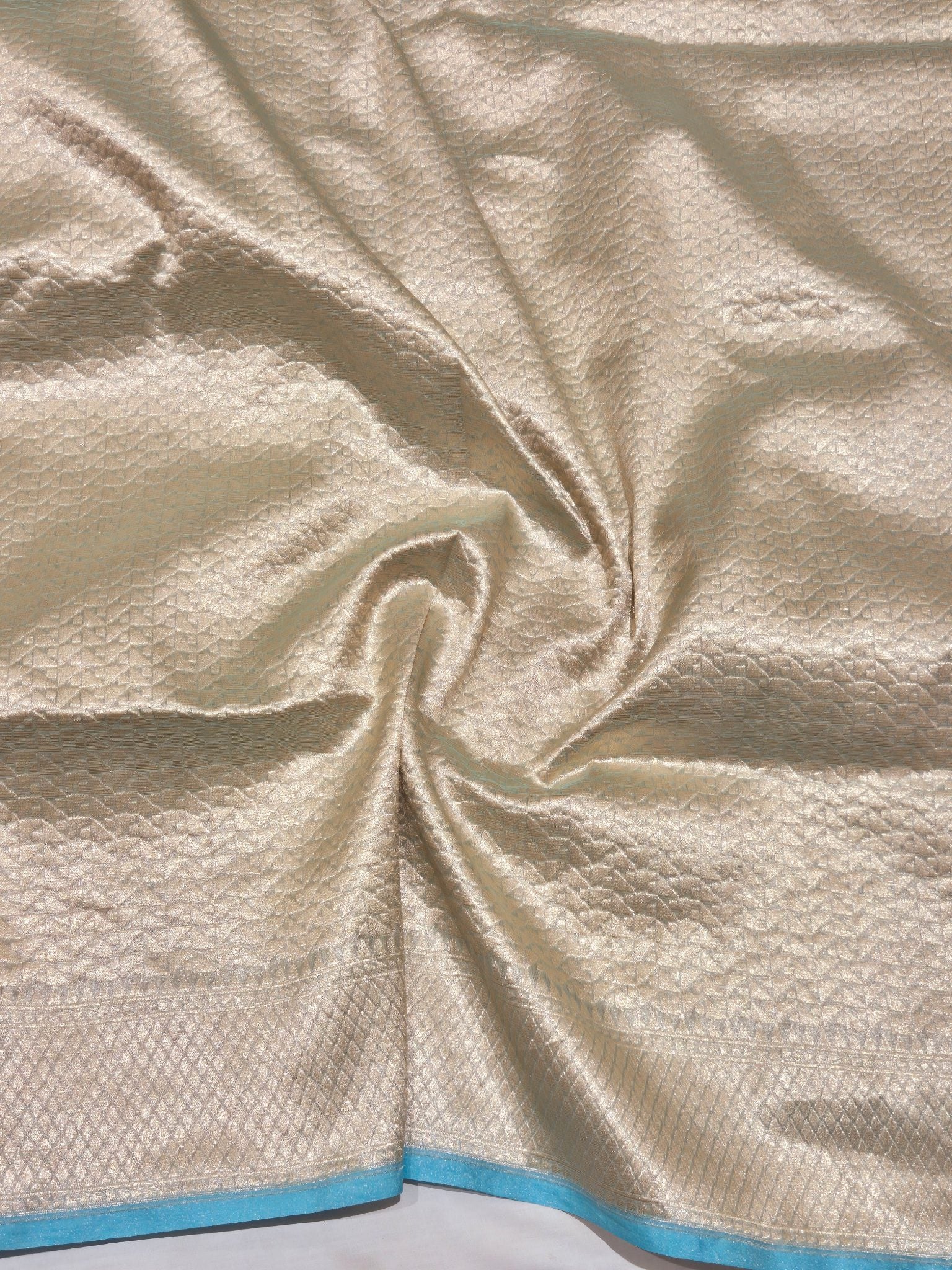 Ice Blue Tissue Silk Banarasi saree texture detail