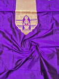 Purple Katan Silk Banarasi suit front drape view