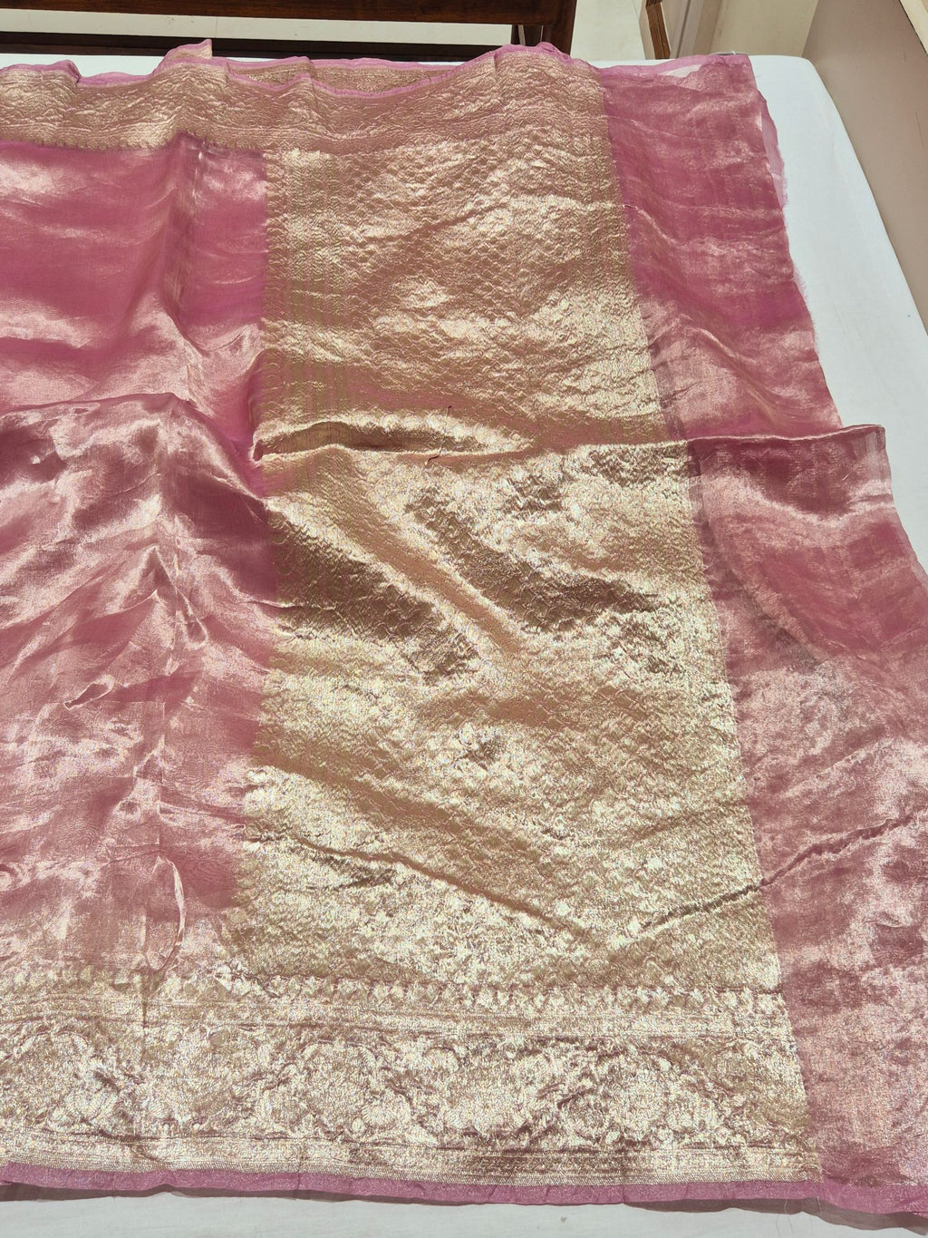 Soft Pink Tissue Silk Banarasi saree blouse piece