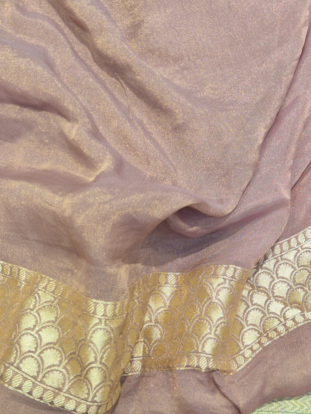 Pink Georgette Tissue Banarasi saree full spread