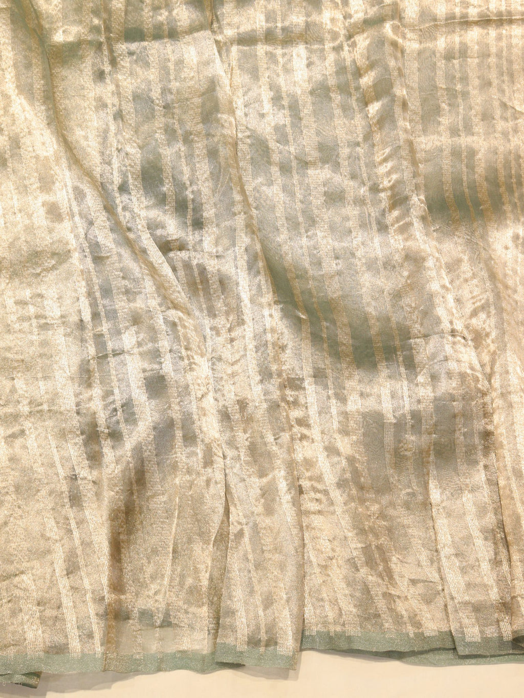 Soft Sage Green Tissue Silk Banarasi saree texture detail
