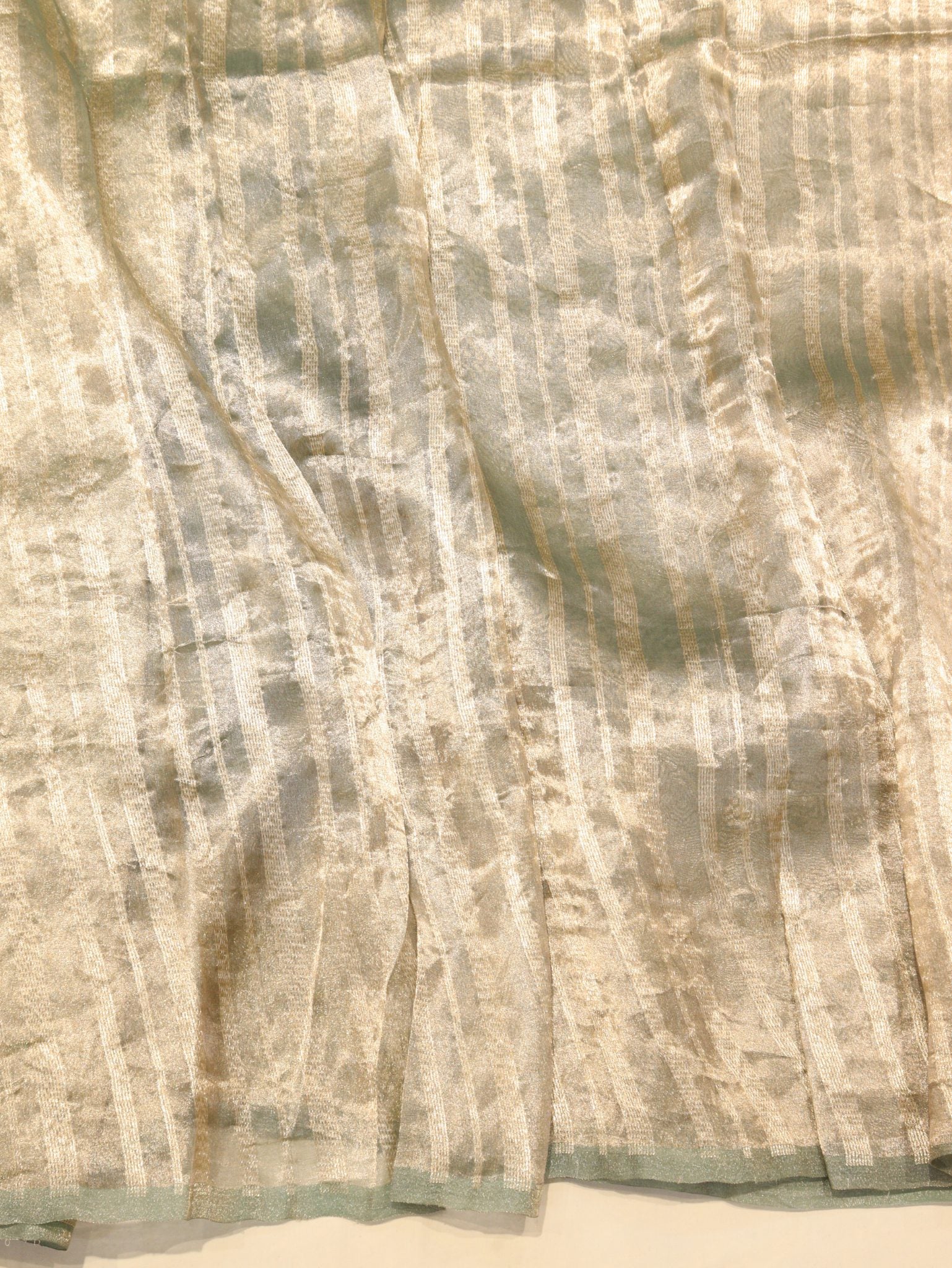 Soft Sage Green Tissue Silk Banarasi saree texture detail