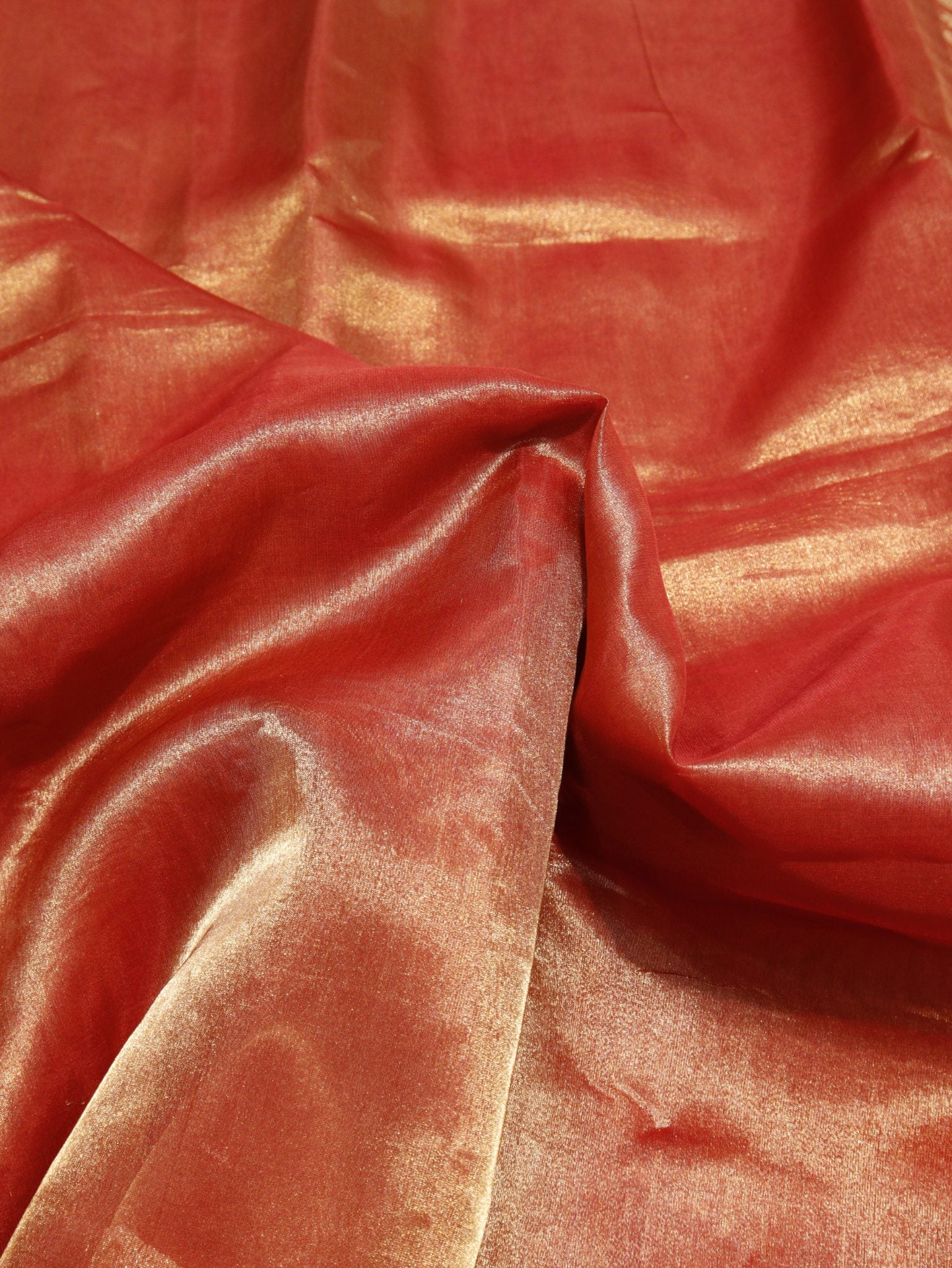 Rust Orange Tissue Silk Banarasi saree border closeup
