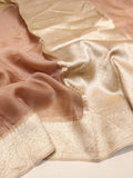 Camel Kora Silk Banarasi saree front drape view