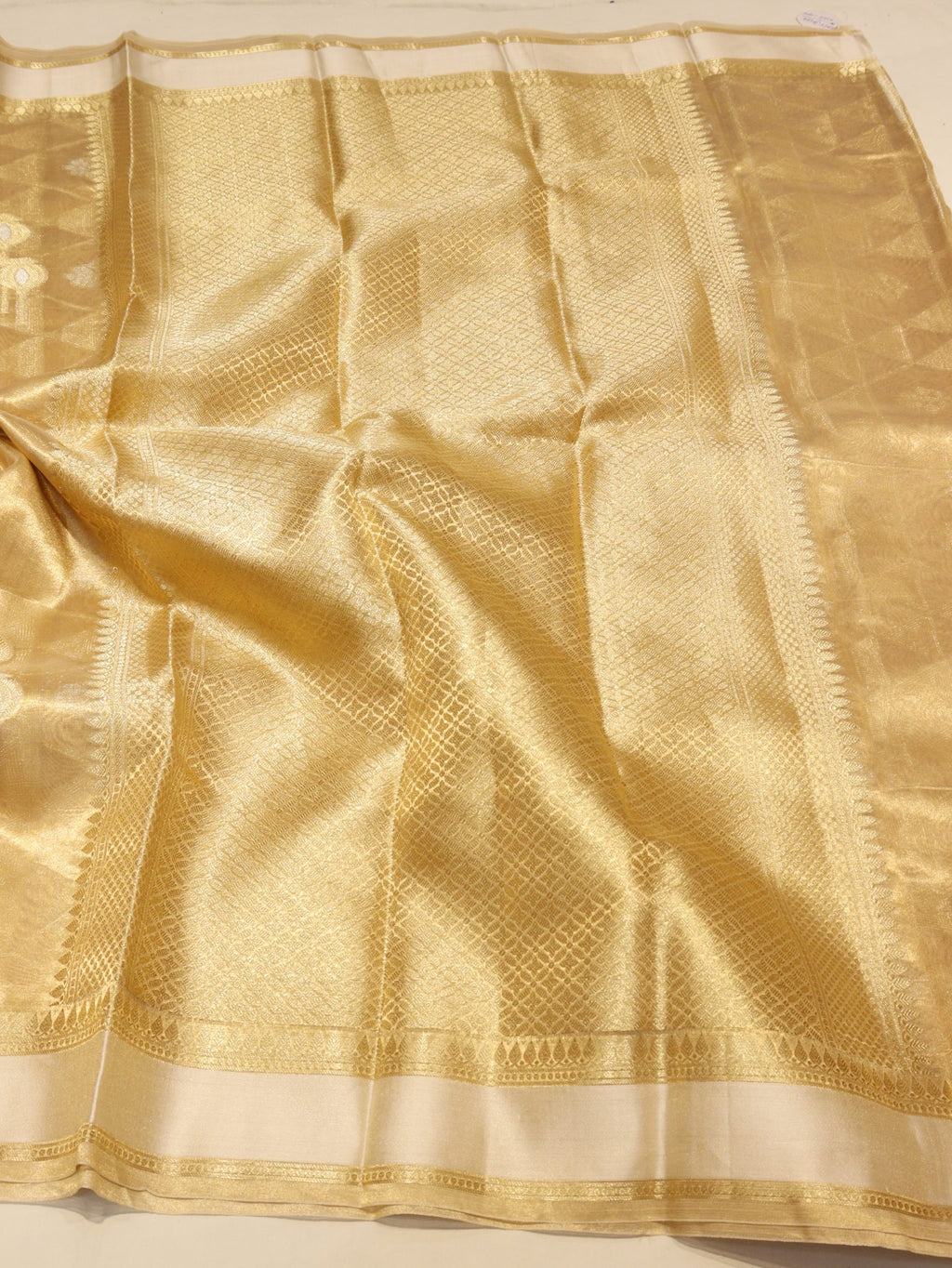 Gold Tissue Silk Banarasi saree full spread