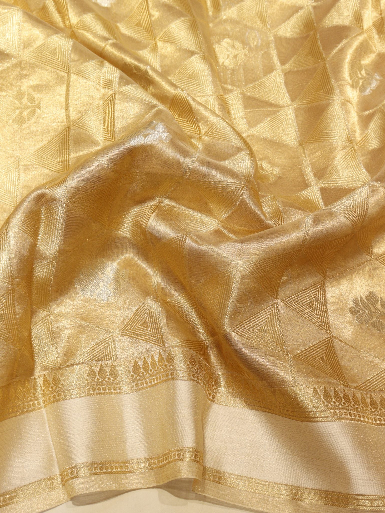 Gold Tissue Silk Banarasi saree texture detail
