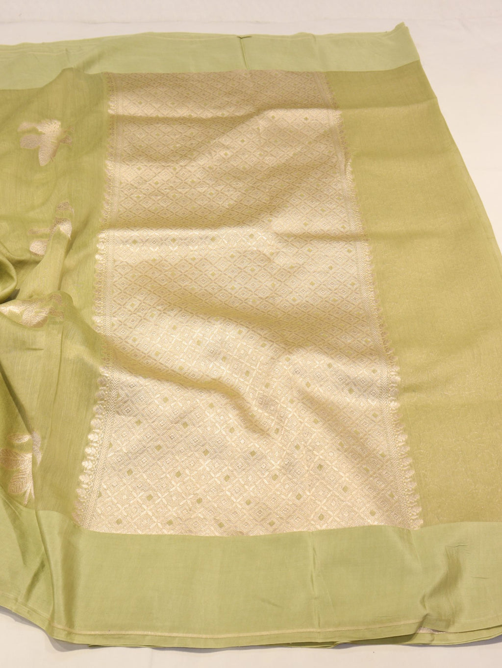 Green Pure Cotton Banarasi saree blouse piece