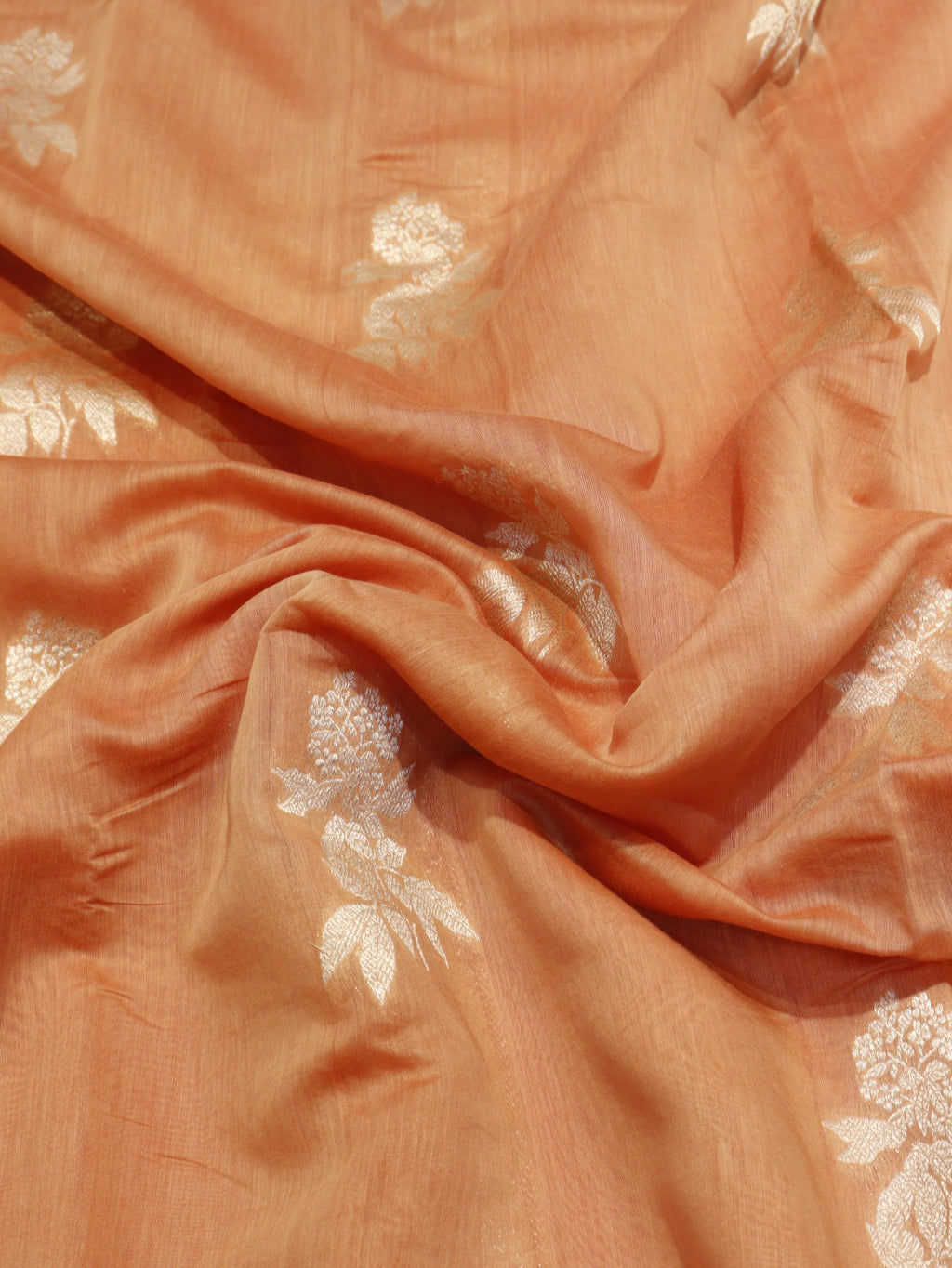Peach Pure Cotton Banarasi saree border closeup