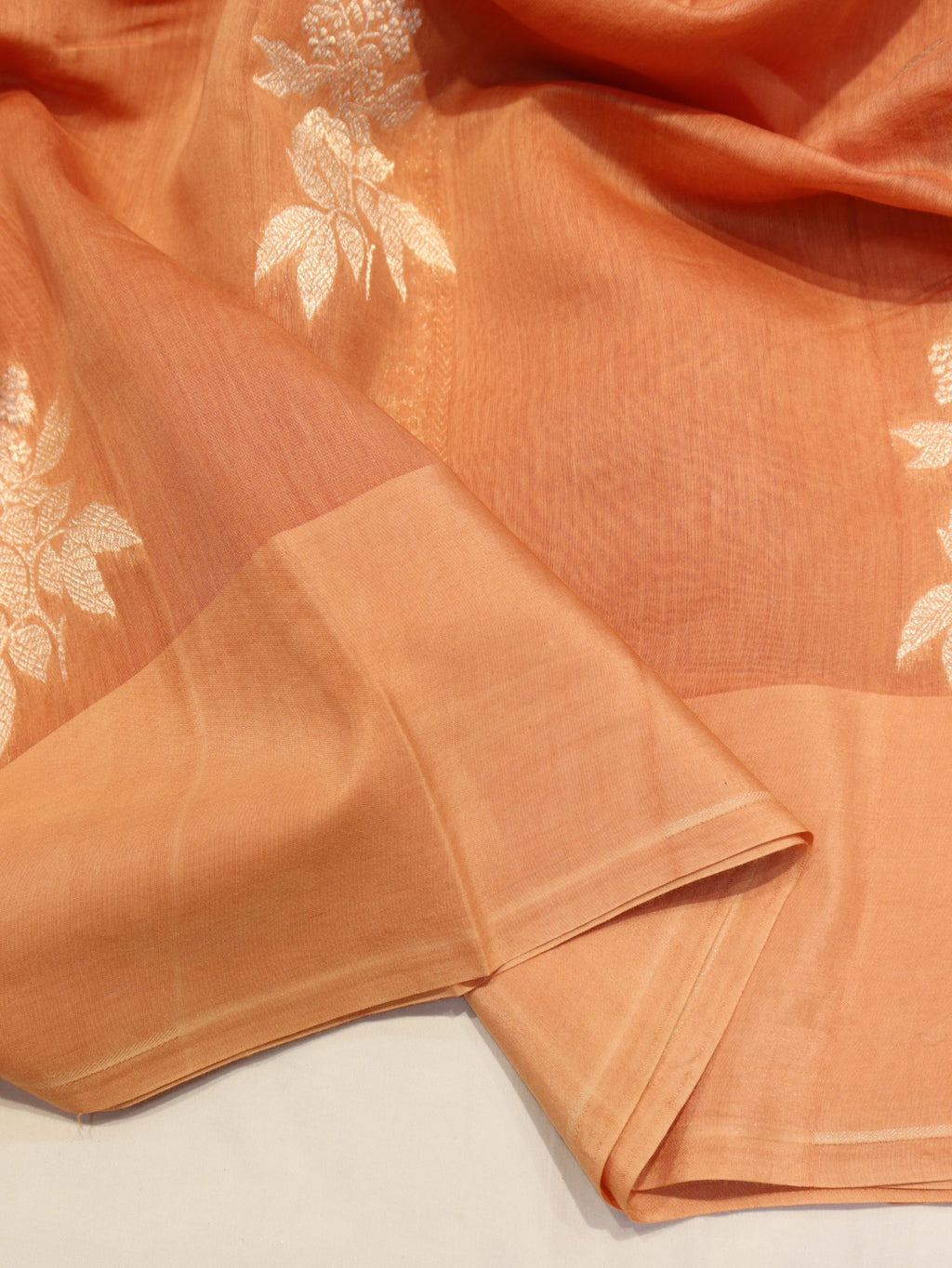 Peach Pure Cotton Banarasi saree blouse piece