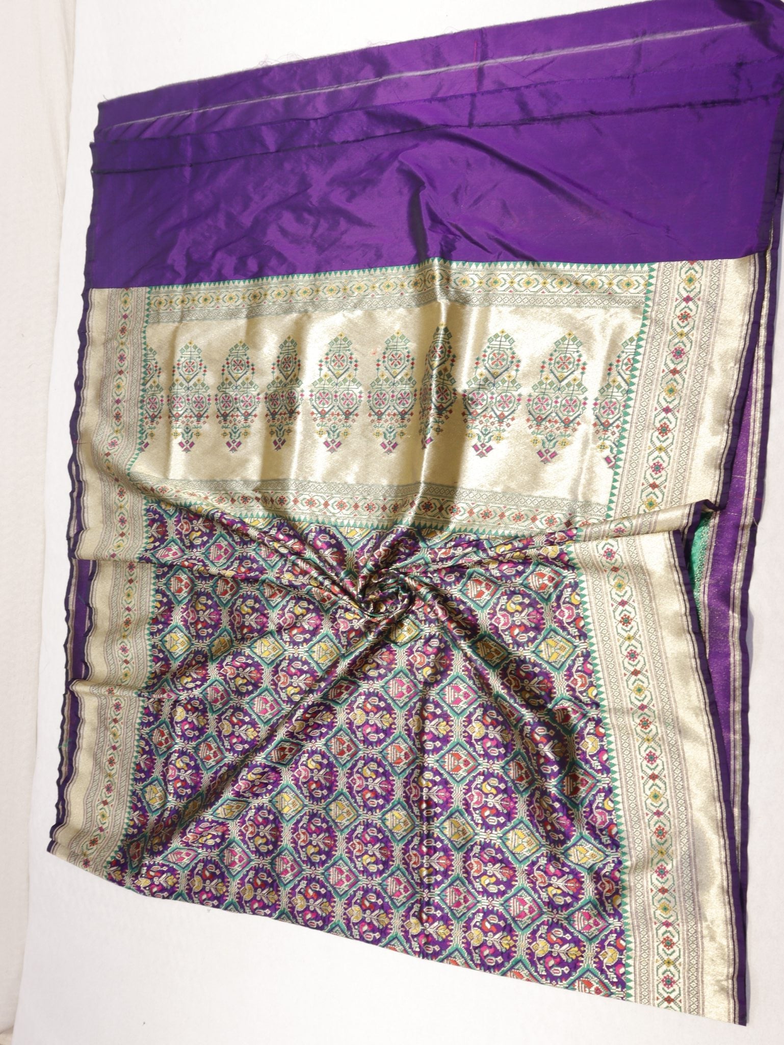 Purple Katan Silk Banarasi dupatta texture detail
