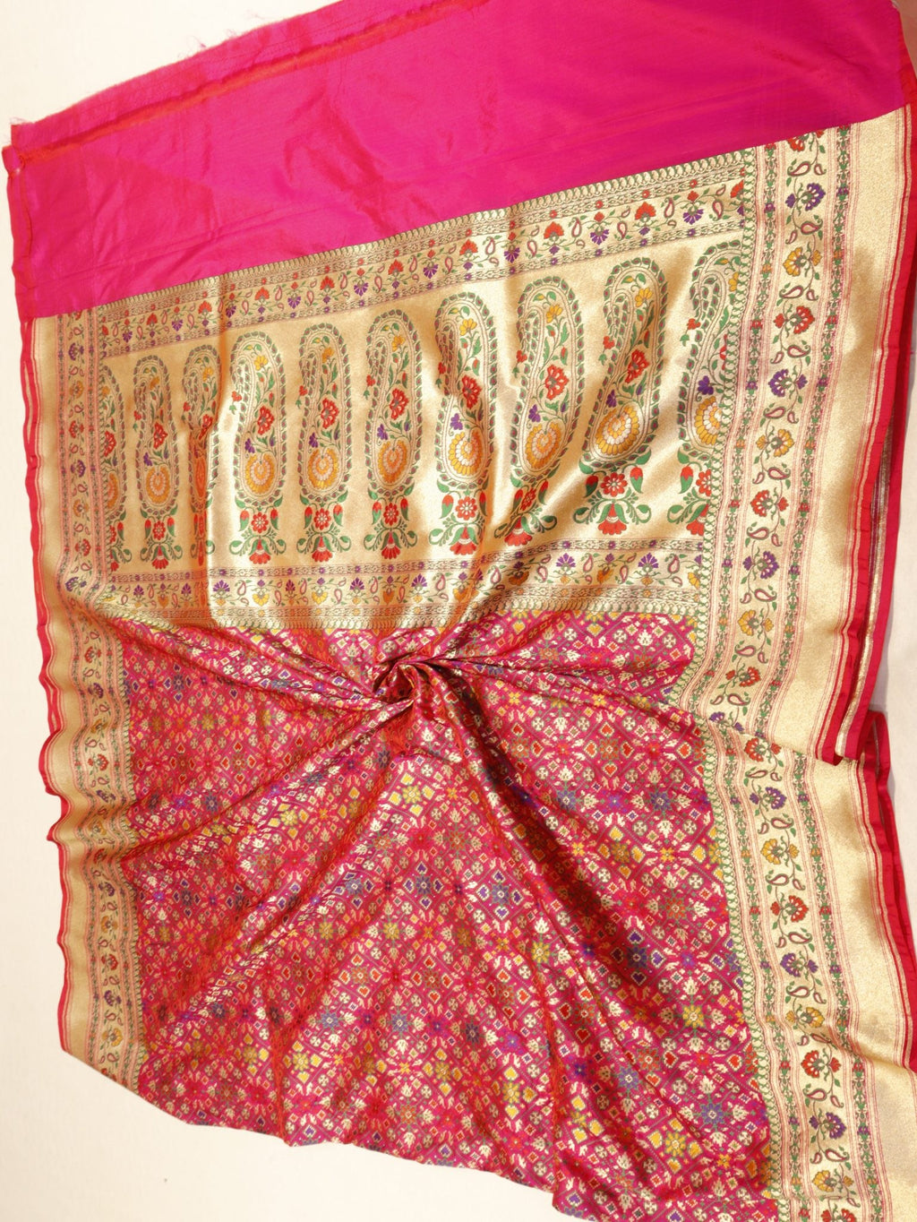 Pink Katan Silk Banarasi dupatta folded view