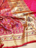 Pink Katan Silk Banarasi dupatta full spread