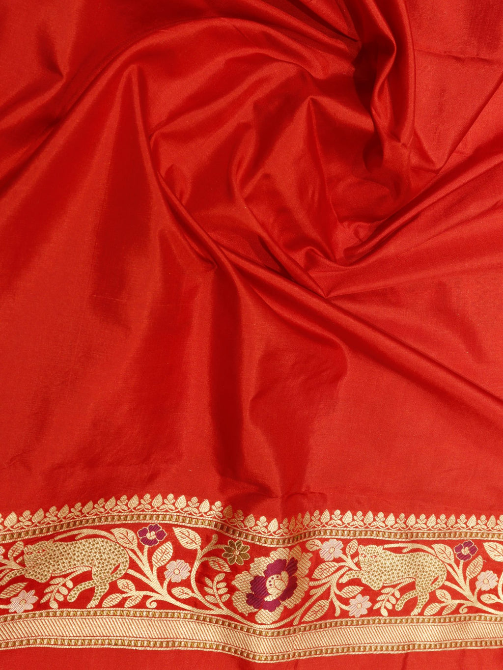 Red Katan Silk Banarasi saree zari work detail