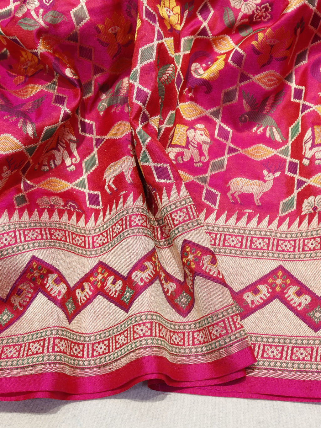Pink Katan Silk Banarasi saree blouse piece