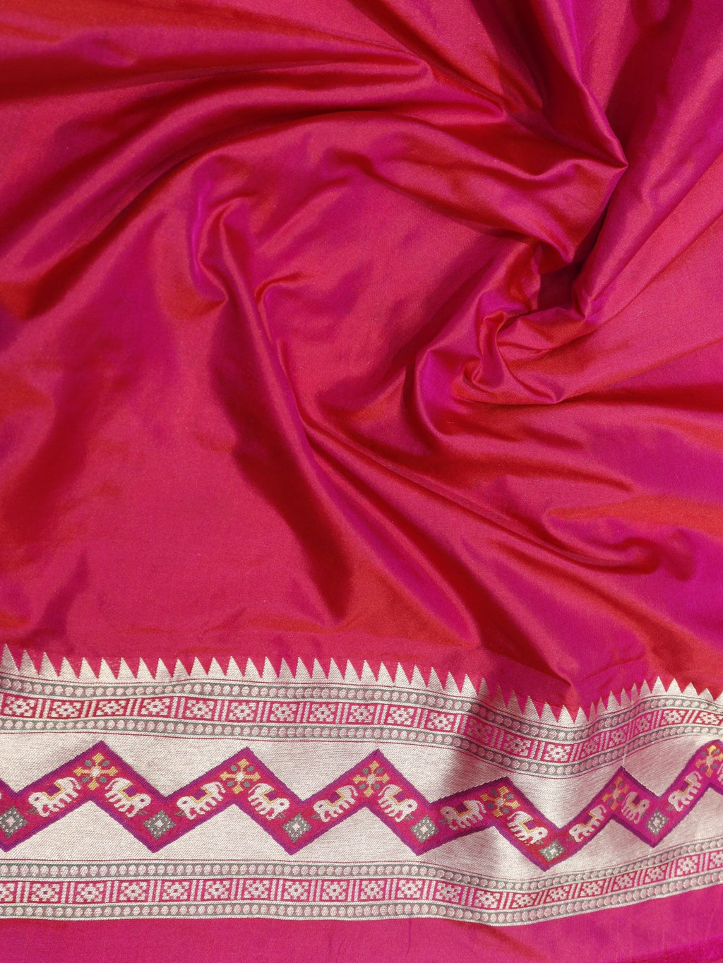 Pink Katan Silk Banarasi saree texture detail