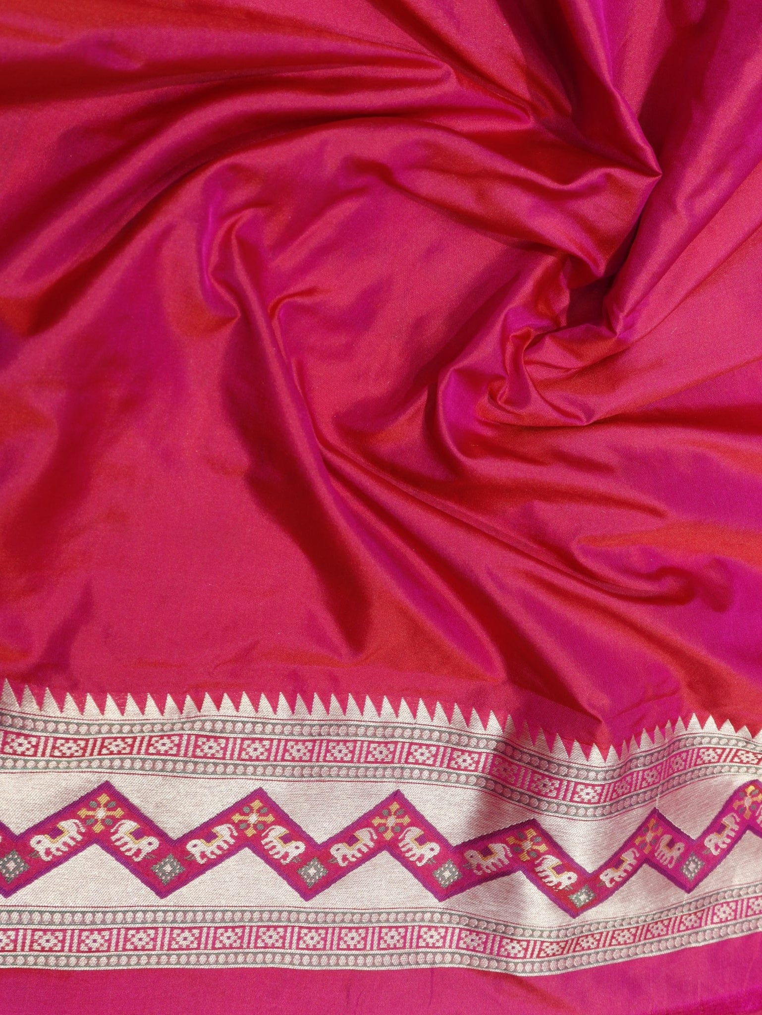 Pink Katan Silk Banarasi saree texture detail