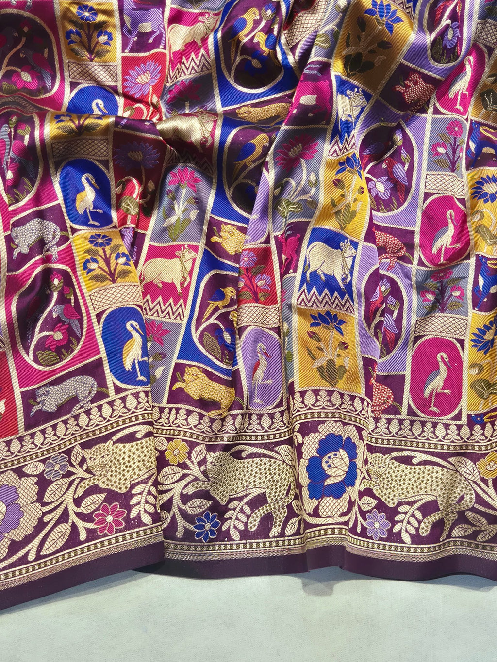 Purple Katan Silk Banarasi saree blouse piece