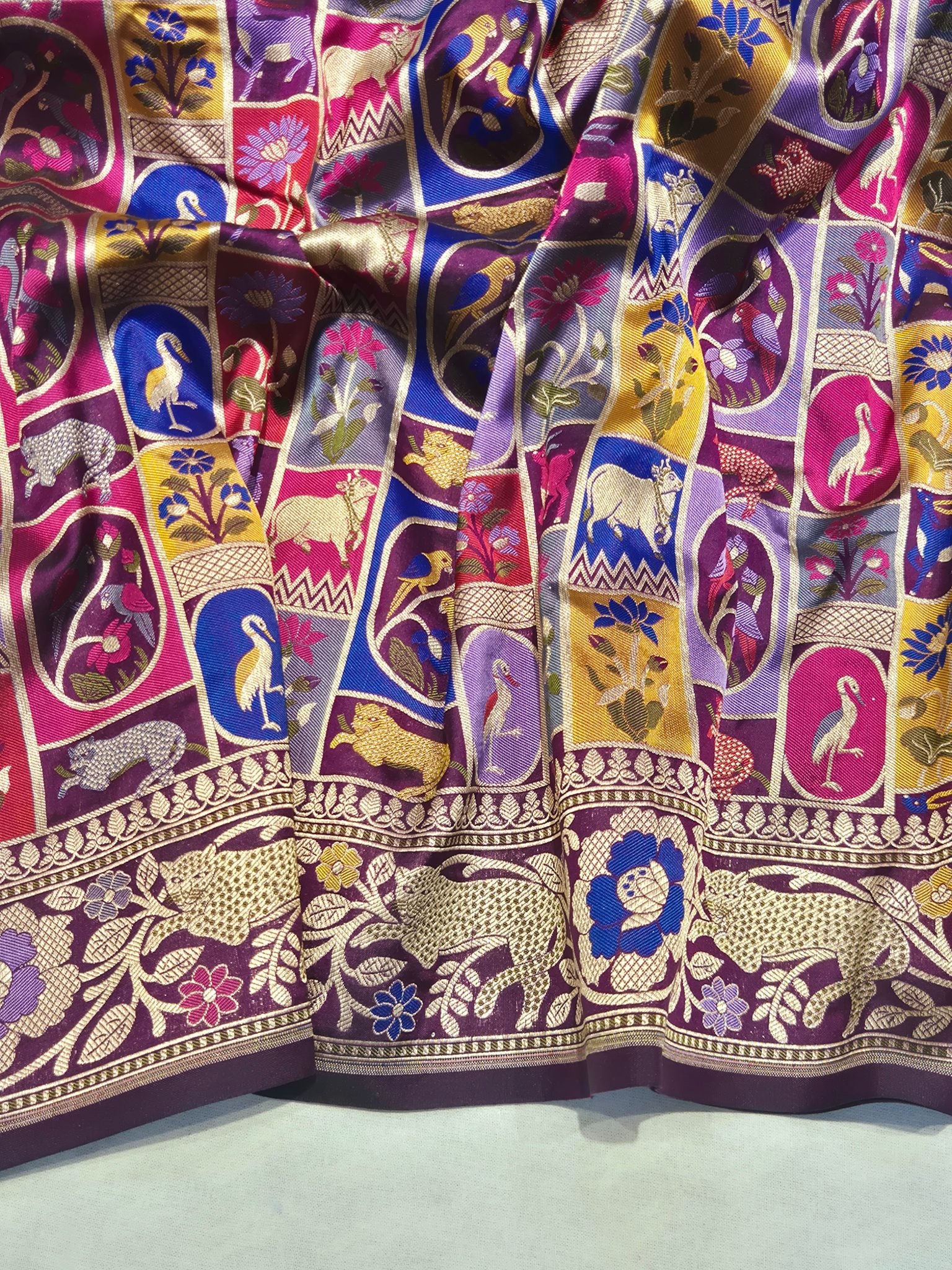 Purple Katan Silk Banarasi saree blouse piece