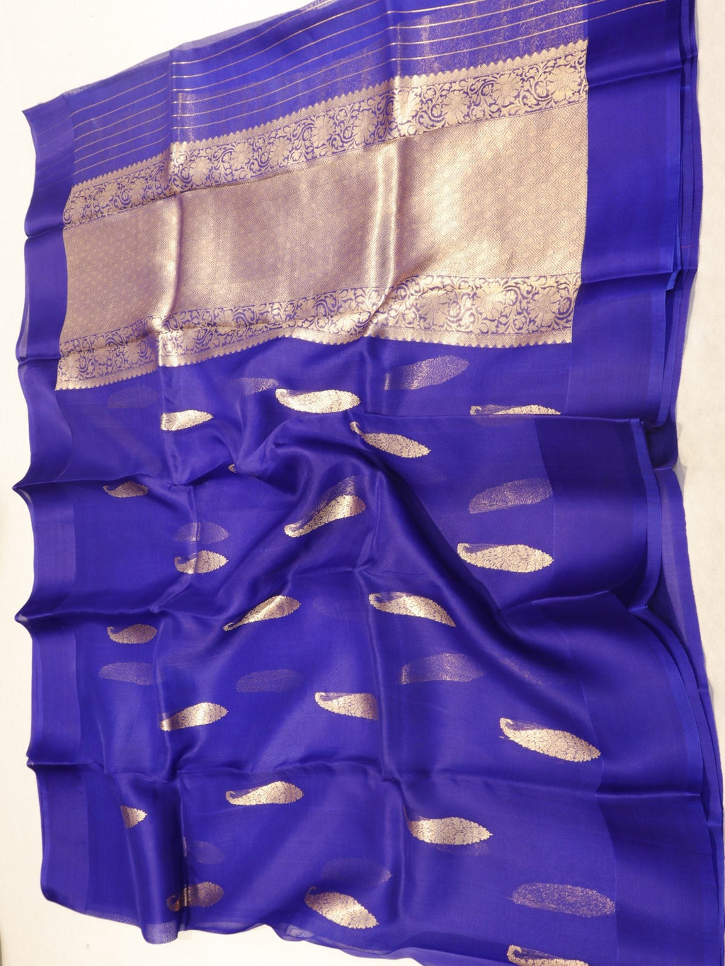 Purple Kora Silk Banarasi saree zari work detail