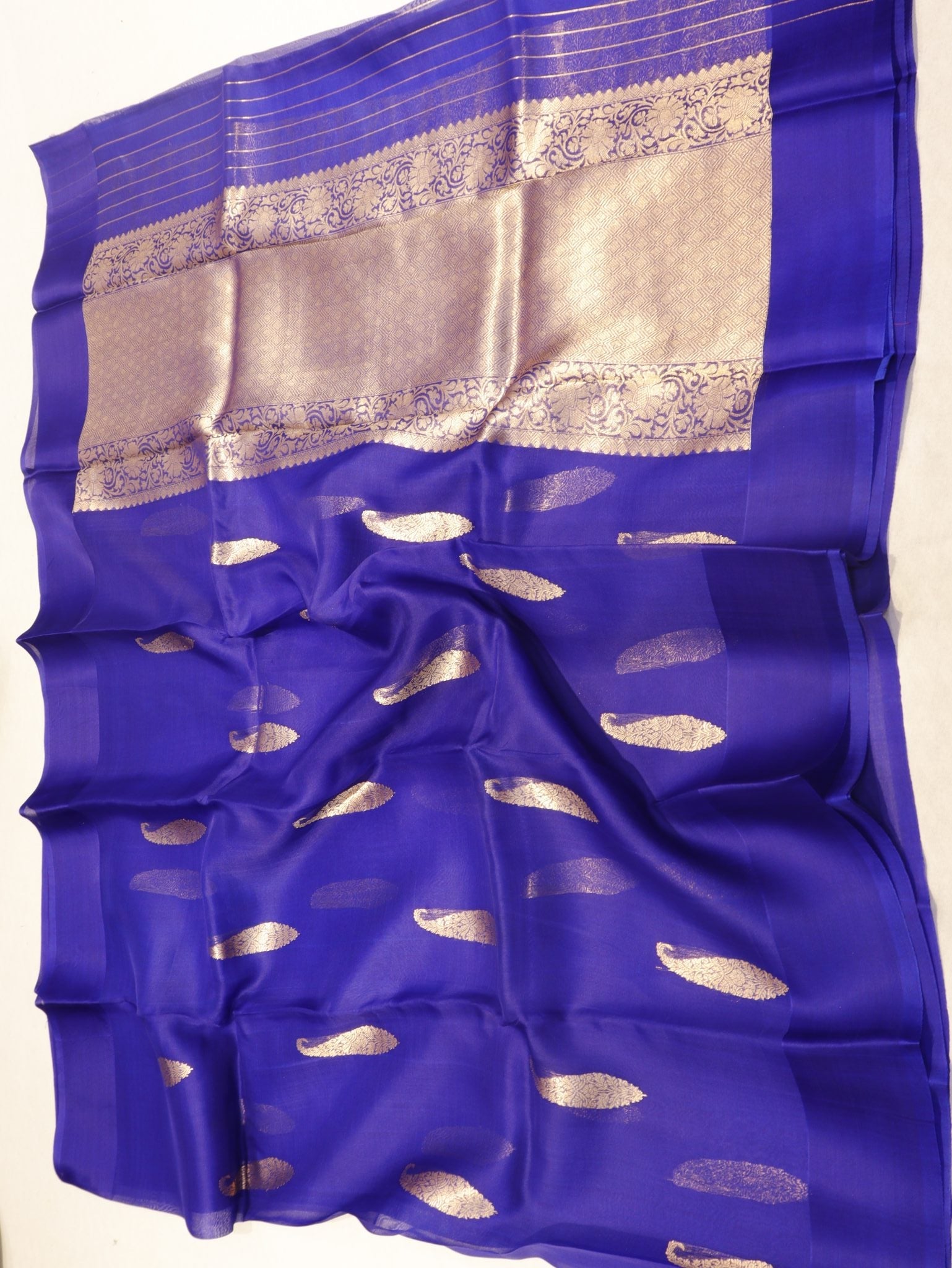 Purple Kora Silk Banarasi saree zari work detail