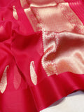 Pink Kora Silk Banarasi saree front drape view