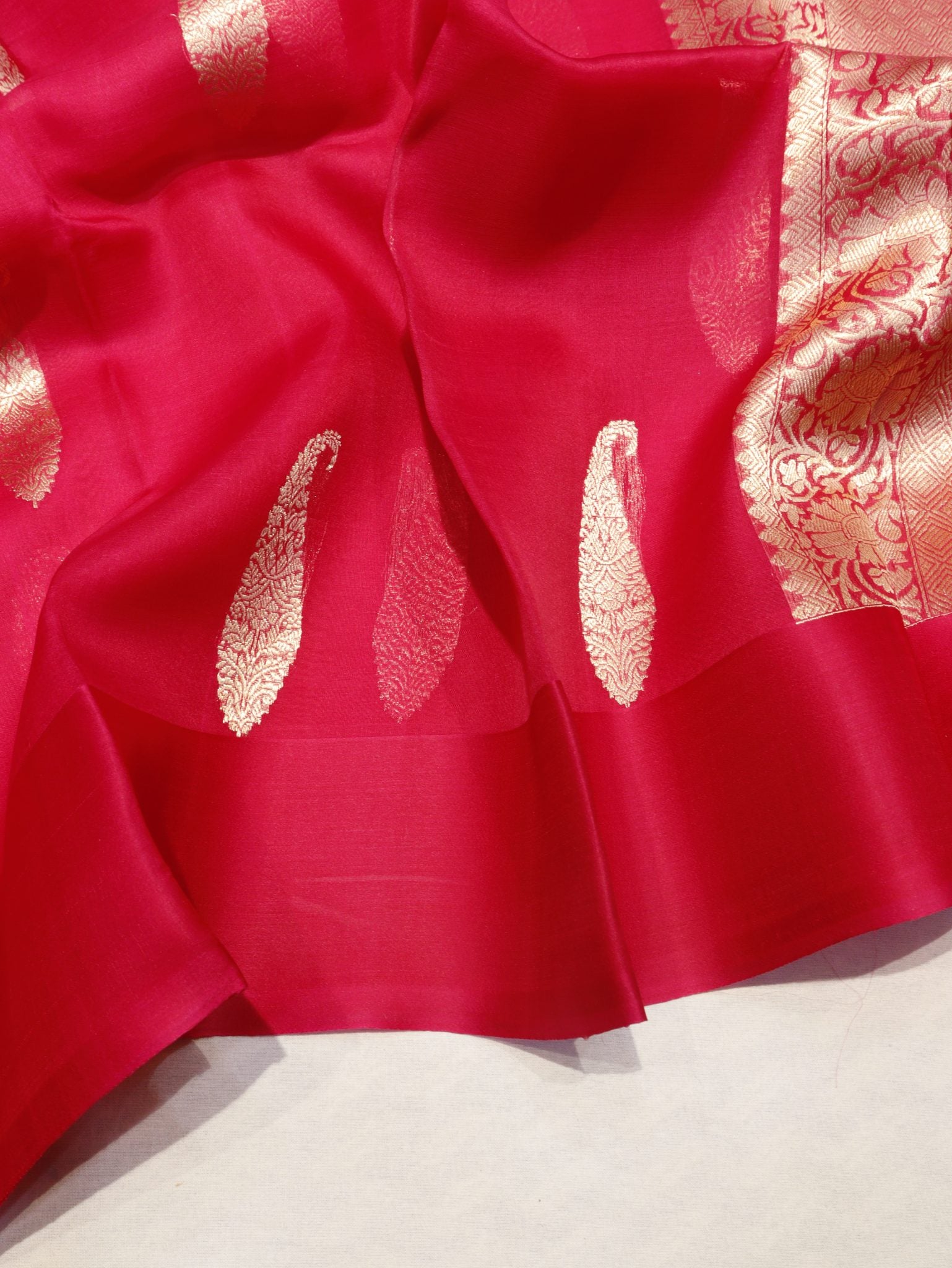 Pink Kora Silk Banarasi saree blouse piece
