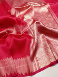 Pink Kora Silk Banarasi saree front drape view