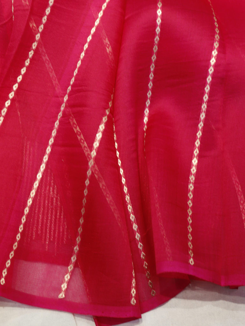 Pink Kora Silk Banarasi saree texture detail