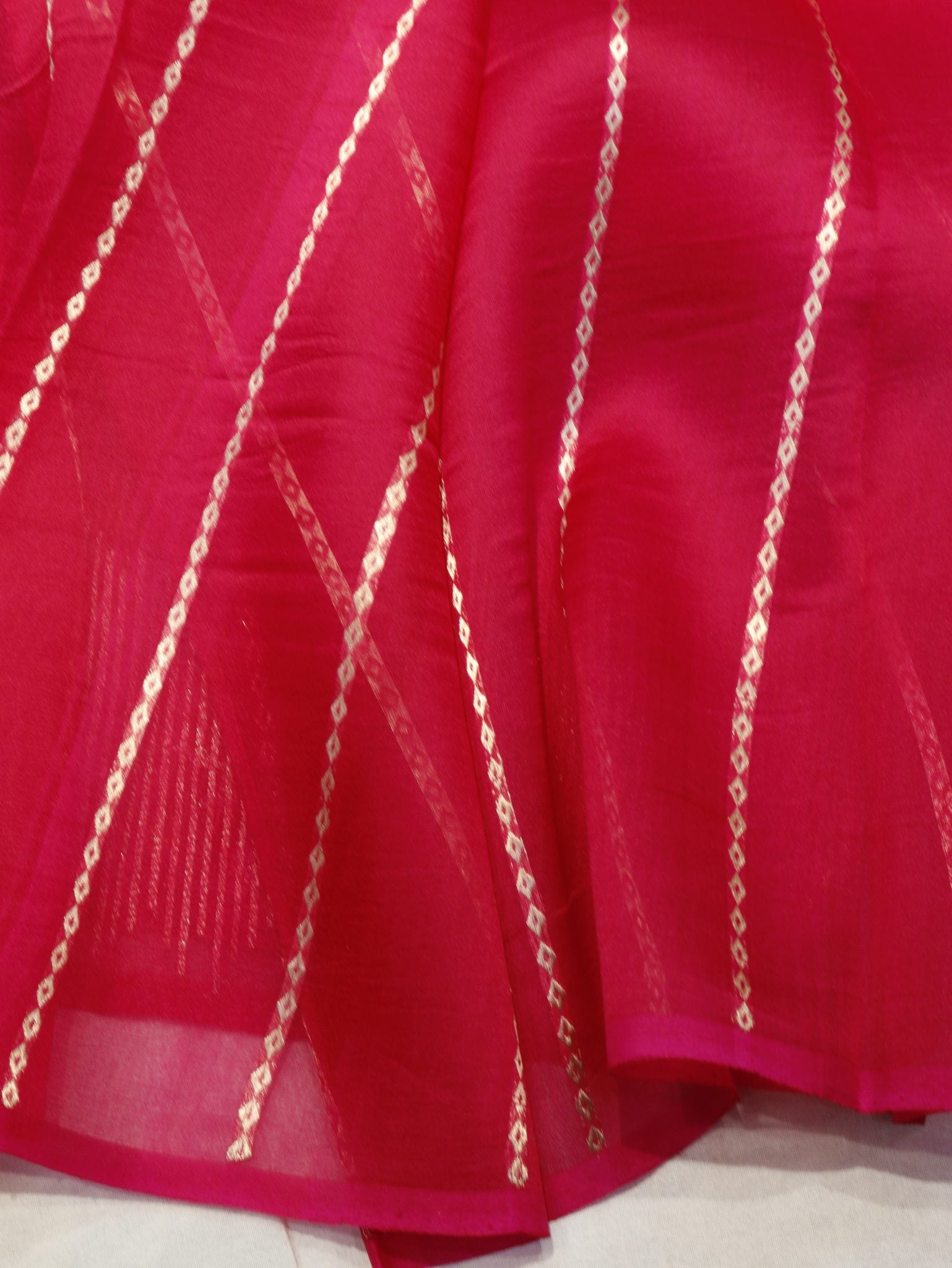 Pink Kora Silk Banarasi saree texture detail