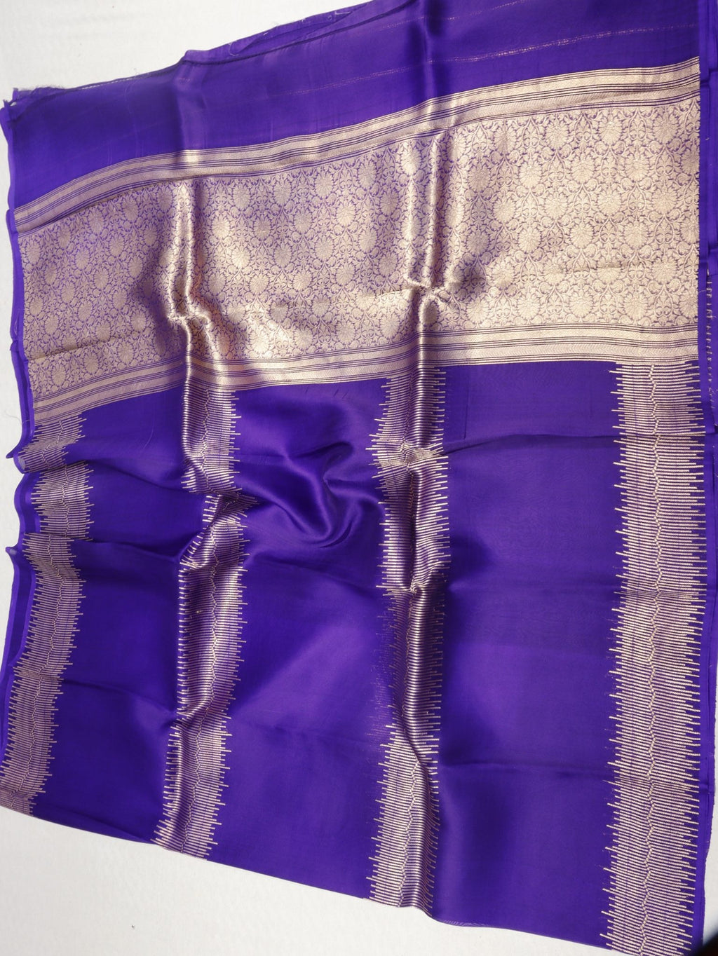 Purple Kora Silk Banarasi saree texture detail