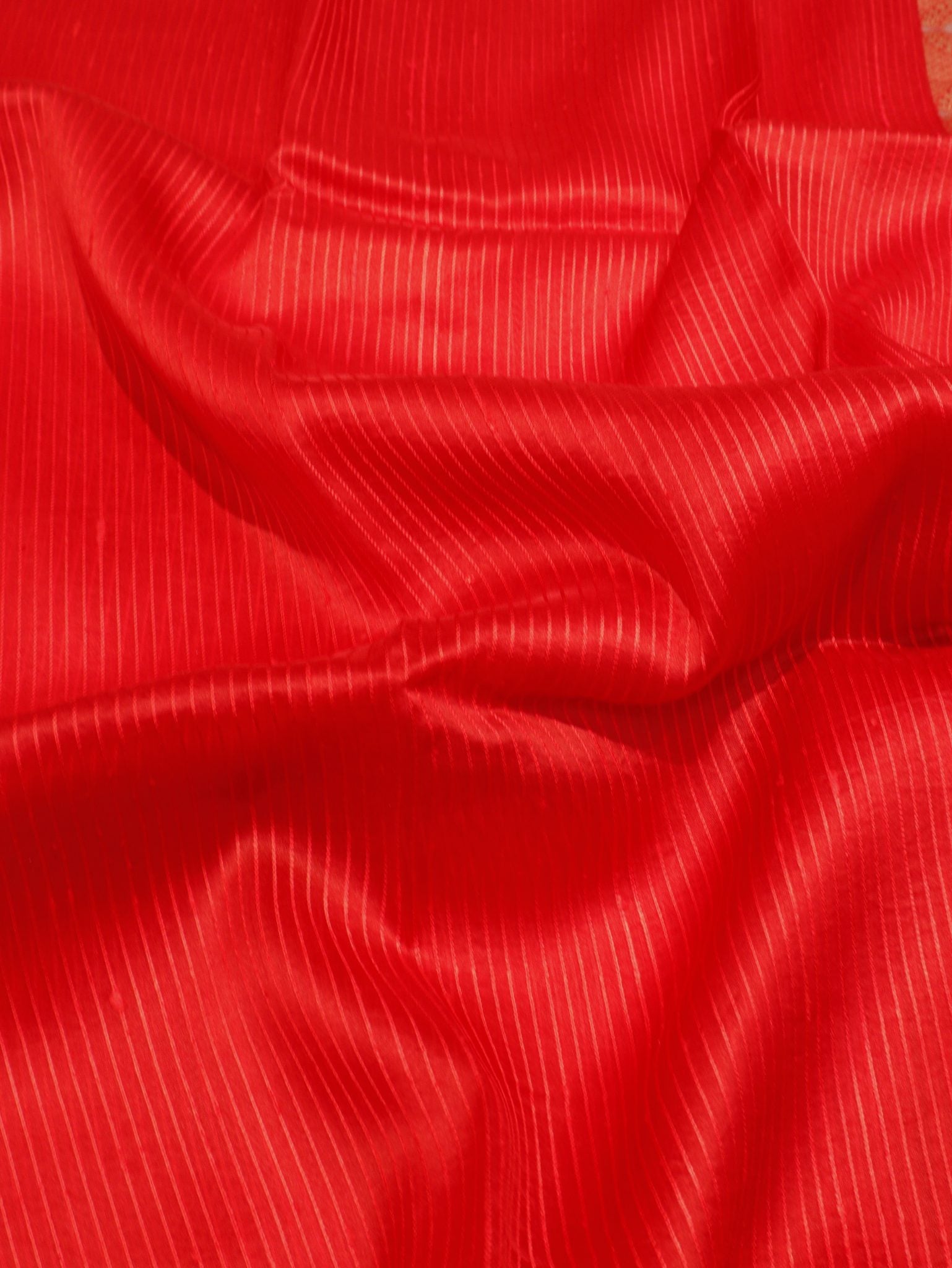 Red Kora Silk Banarasi saree border closeup