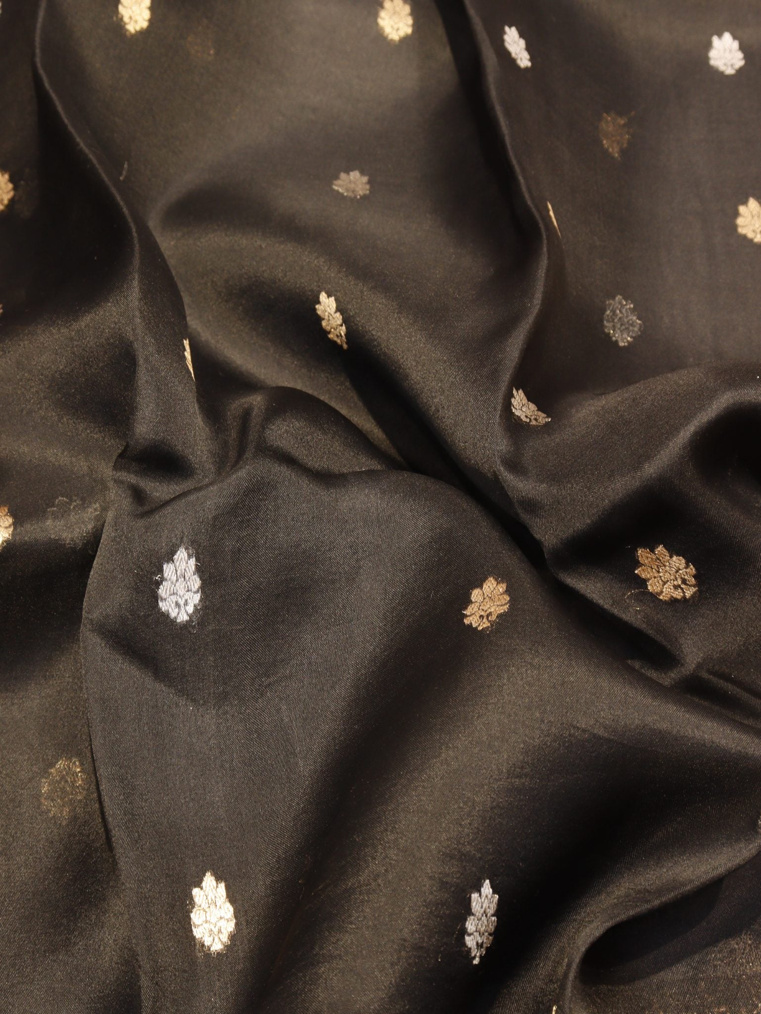 Black Kora Silk Banarasi saree border closeup