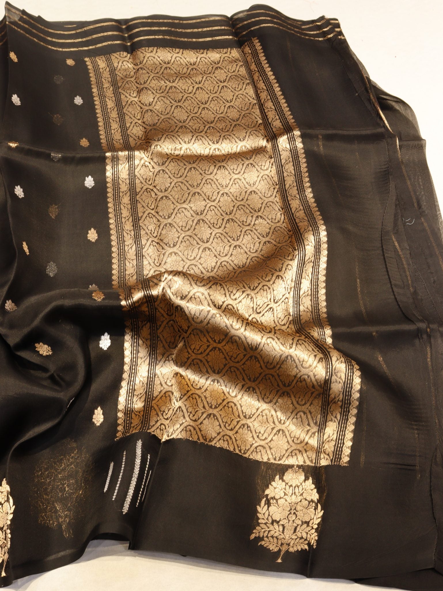 Black Kora Silk Banarasi saree blouse piece