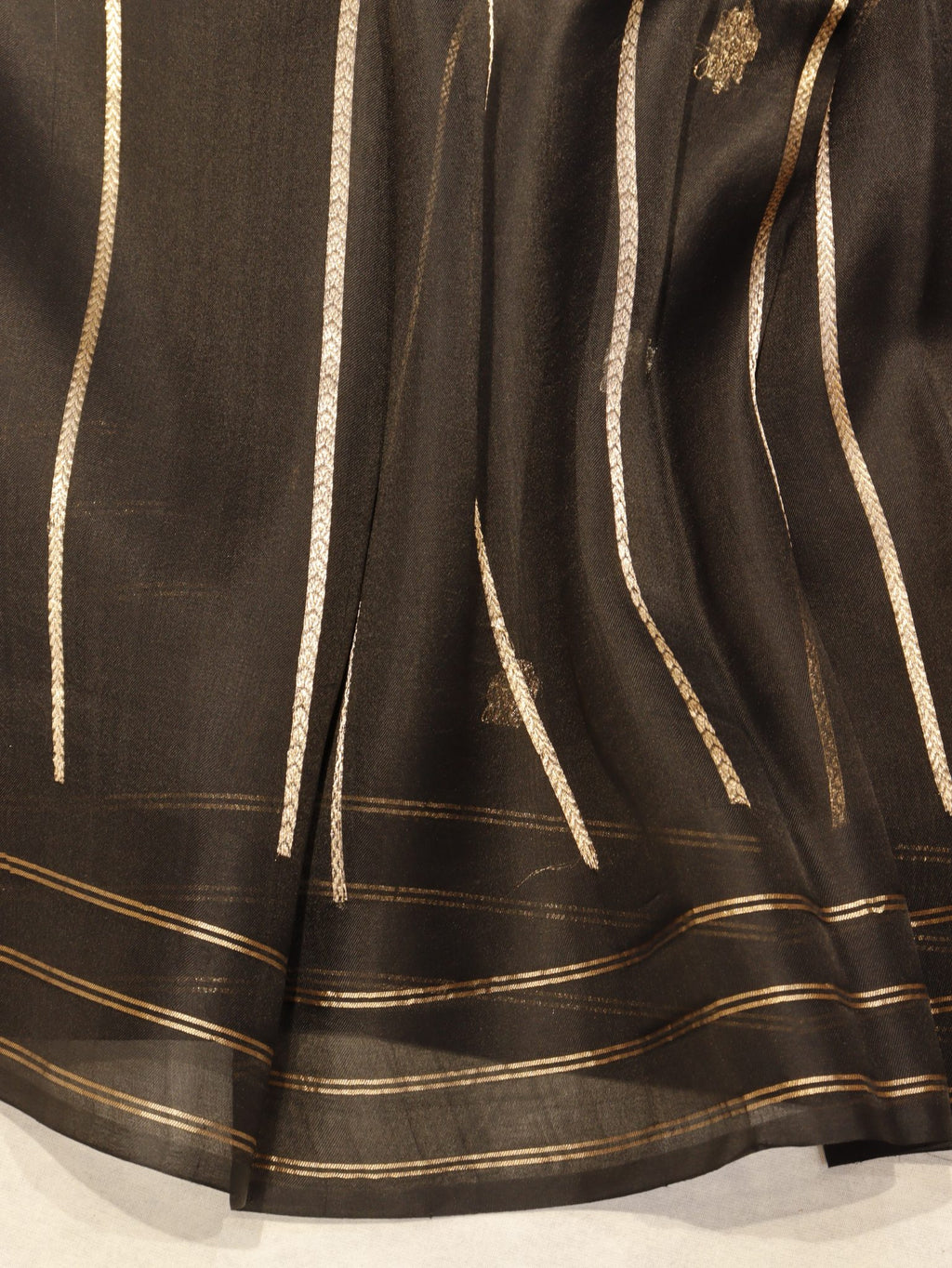 Black Kora Silk Banarasi saree texture detail