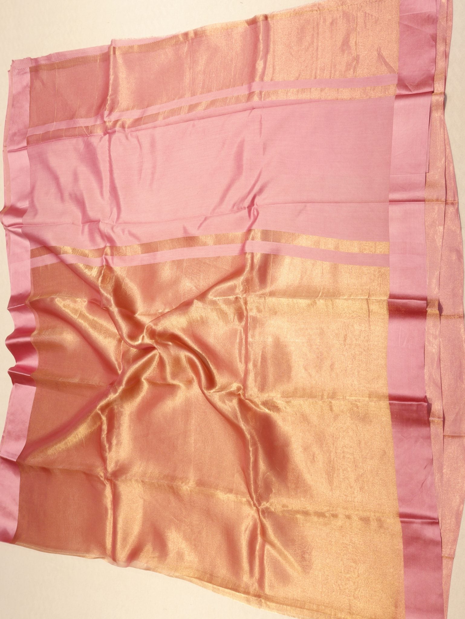 Rose Gold Tissue Silk Banarasi saree zari work detail