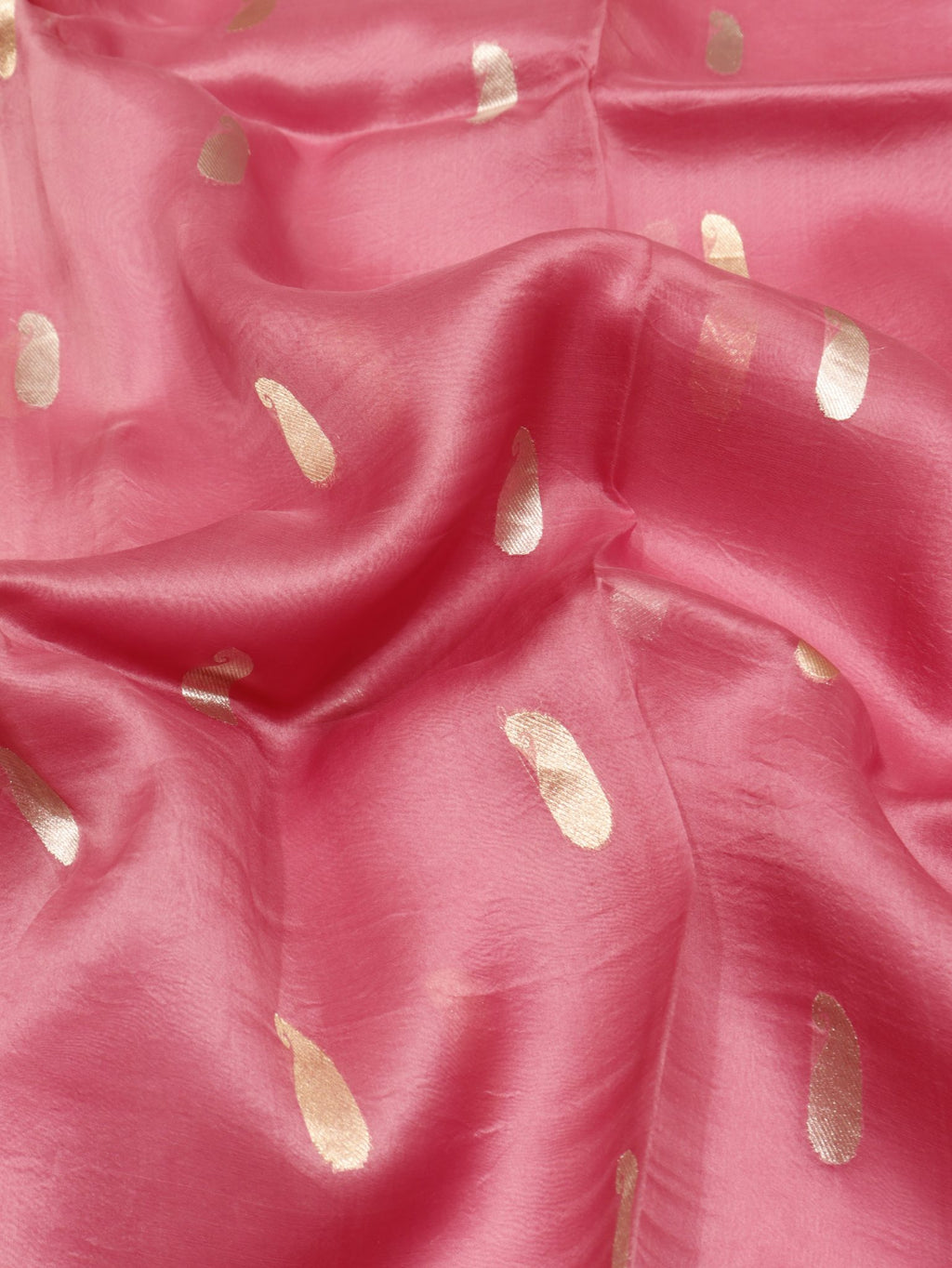 Pink Kora Silk Banarasi saree border closeup