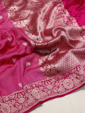Pink Mashru Geogertte Banarasi saree front drape view