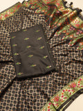 Black Pure cotton Banarasi suit front drape view