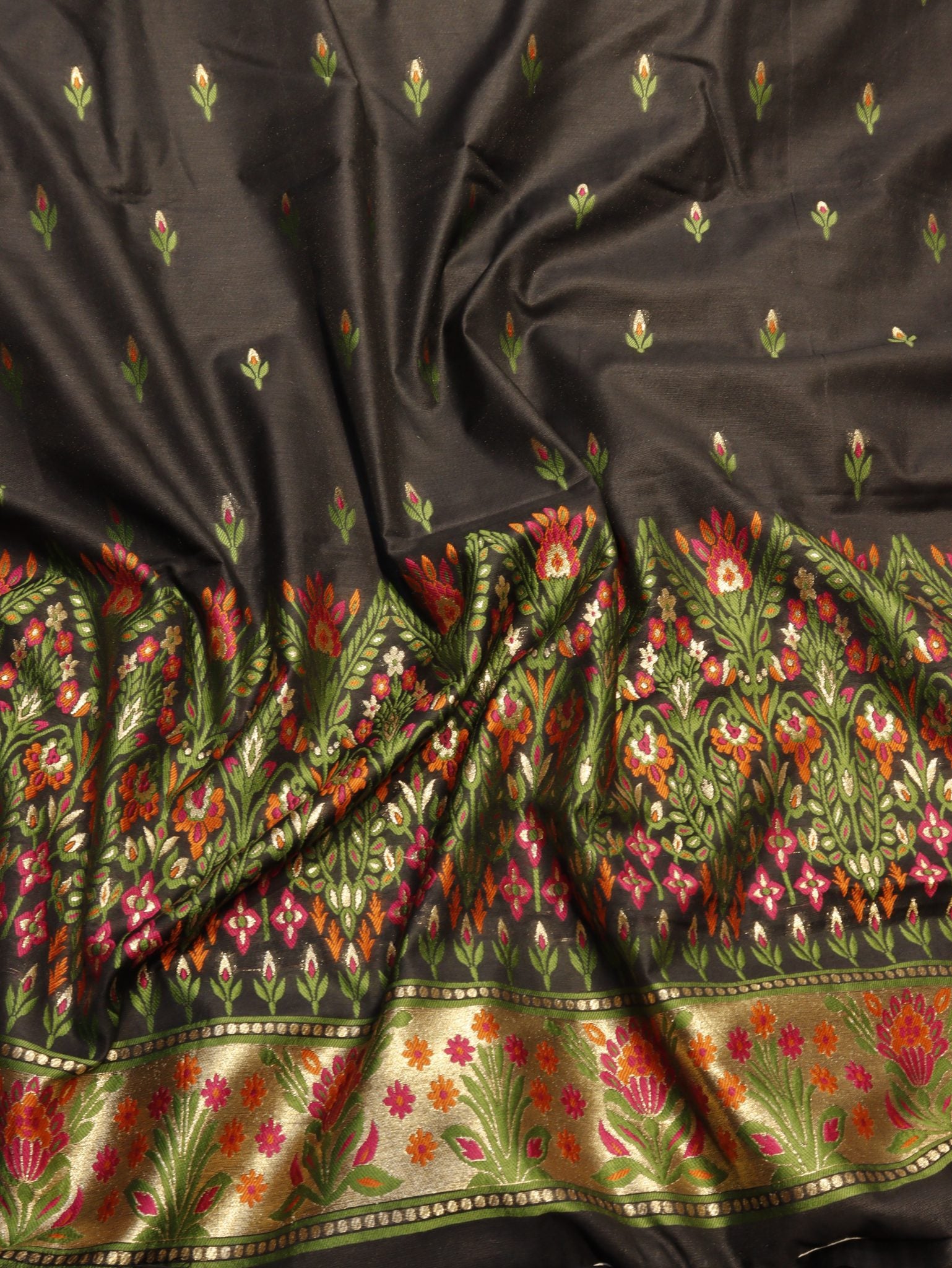 Black Pure cotton Banarasi suit sleeve detail